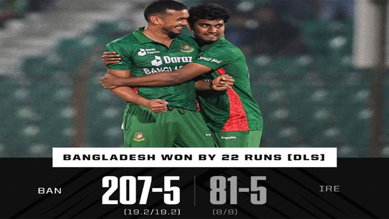 بنگلہ دیش نے پہلے ٹی ٹوئنٹی میچ میں آئرلینڈ کو 22 رنز سے شکست دیدی